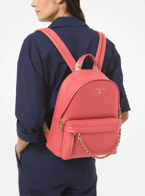 Damske Batohy Michael Kors Slater Medium Pebbled Leather Svetlo Červené - Kabelky Michael Kors Slevy | ZORUY-6371